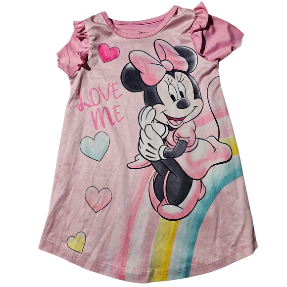 Disney Minnie Mouse Pink and Rainbow Kids Nightgown - Picture 2 of 4